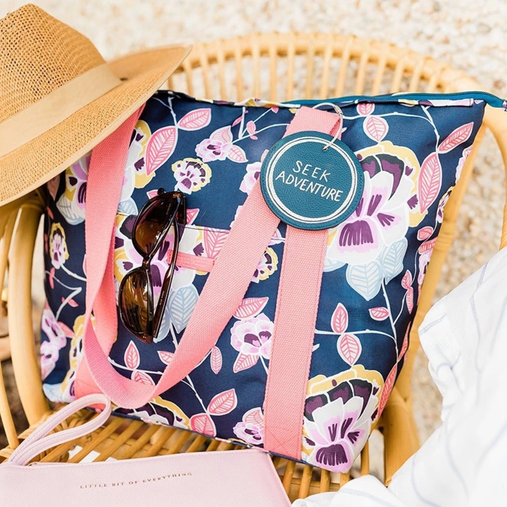 STEEL MILL & CO. Large Navy/Floral Cooler Bag